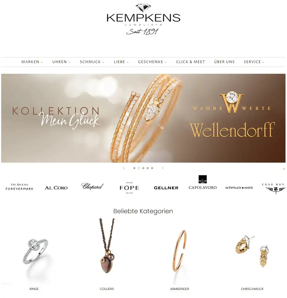 E-Commerce Onlineshop für Kempkens Juweliere - Webdesign Krefeld